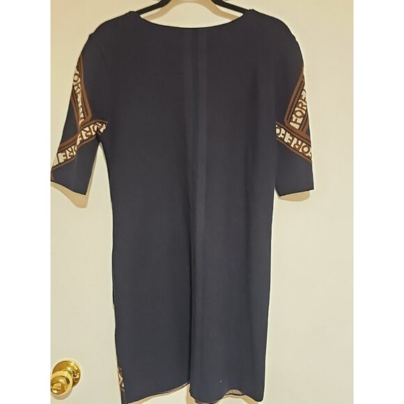 All-over Airplane Graphic Print Linen Blend Women's Sweater Dress Sz Small Blue - Picture 2 of 5